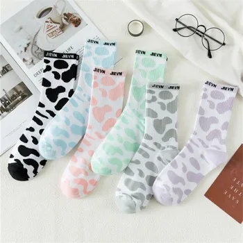 

2020 Japanese Women Girls Harajuku Animal Milk Cow Printed Crew Socks Female Winter Warm Kawaii Socks Skateboard Streetwear