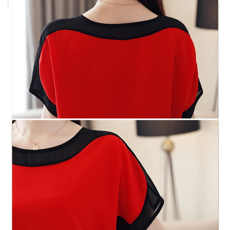 Блузка большого размера 3XL женские рубашки шифон блузки Женские топы летние блузки Новая блузка с рукавами «летучая мышь» женская шифоновая 29B
