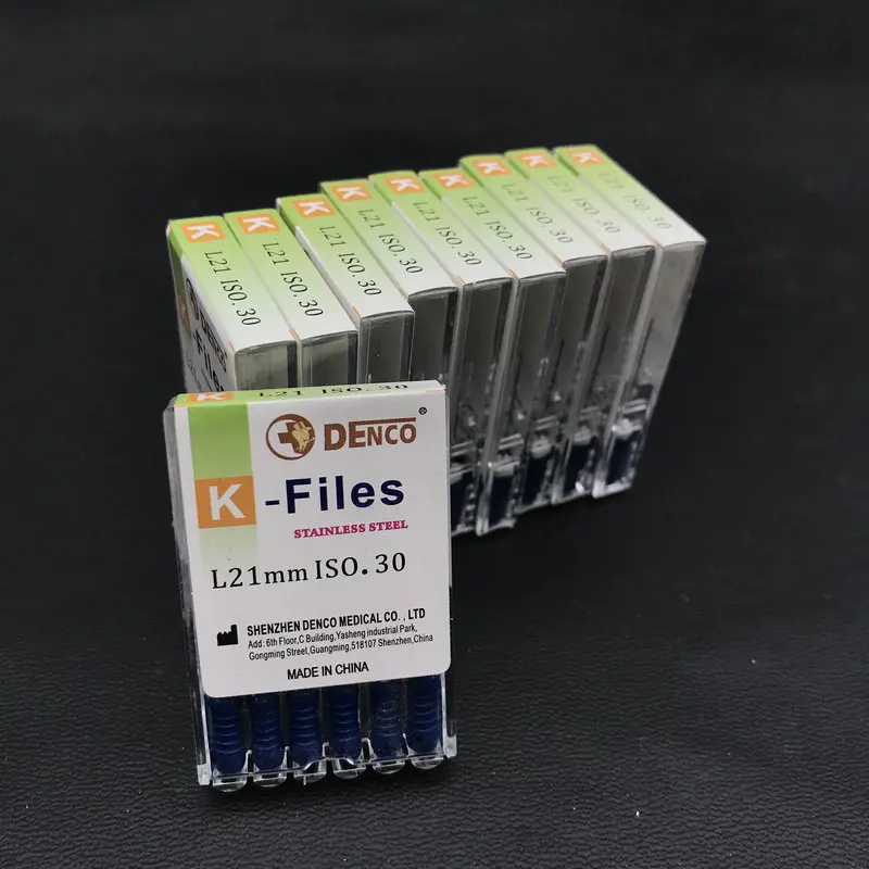 21mm K File No.30 10 коробок эндодонтического корневого канала K файлы(ручного использования) стоматологические к-файл/H-файл 21 мм/25mm31mm файлы эндодонтические инструменты стоматолога инструменты - Цвет: 21mm K File No.30