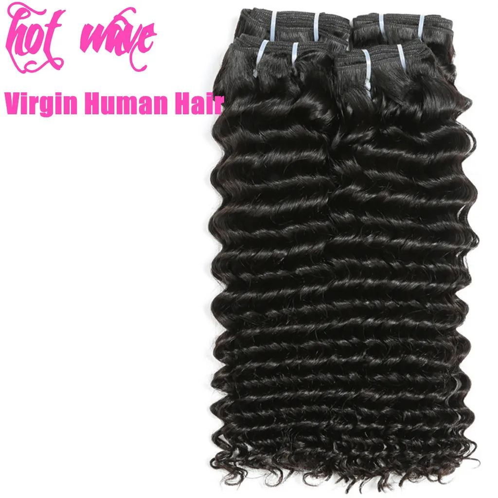

Hot Wave Cuticle Aligned Raw Virgin Brazilian Human Hair Weaving Bundles Extension for Women Natural Black Deep Curly Weft