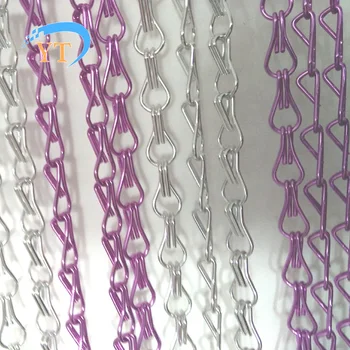 

Customized size 118*216cm Silver and purple color Metal Chain Link Mesh Curtains for Screens