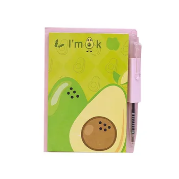 

Cartoon Avocado Small Notebook Cute Fruit Pattern Ballpoint Pen PVC Cover Notepad Diary Exercise Book School Stationery