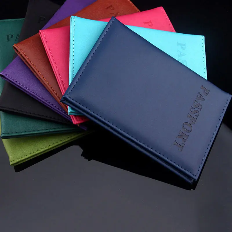 Women Men Passport Holder Immitation Leather Card Holder Desk Organizer 9.8*14.2cm 6 Colors