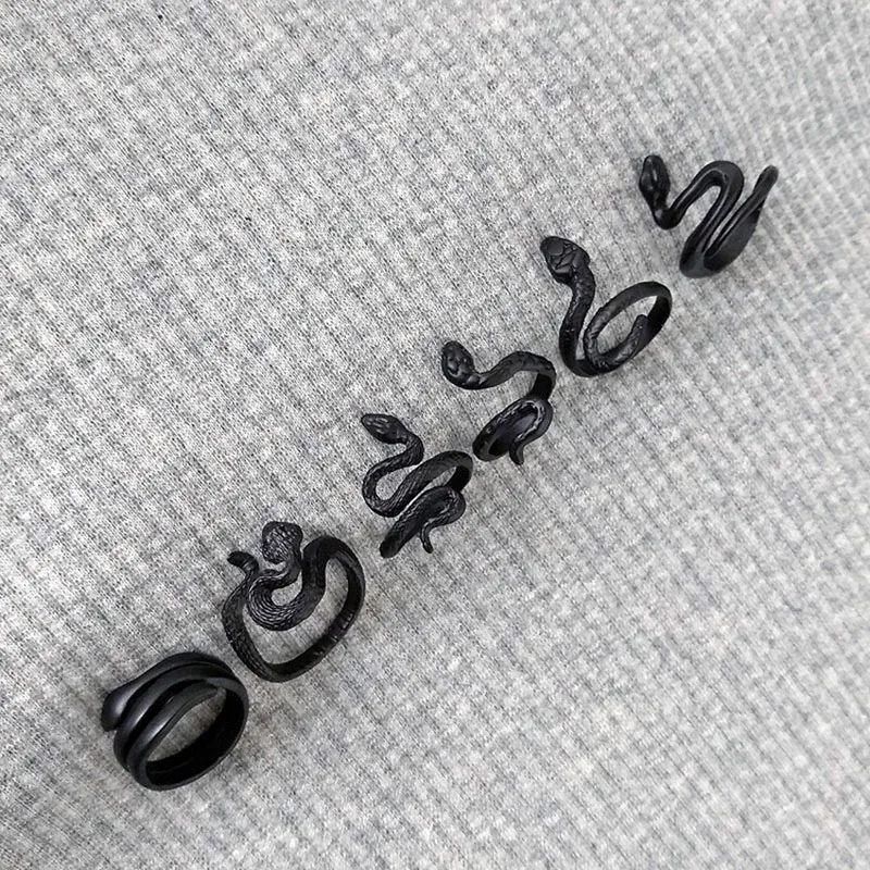 Jewelry Snake-Ring Stereoscopic-Opening Retro Punk Black Personality 9styles Fashion