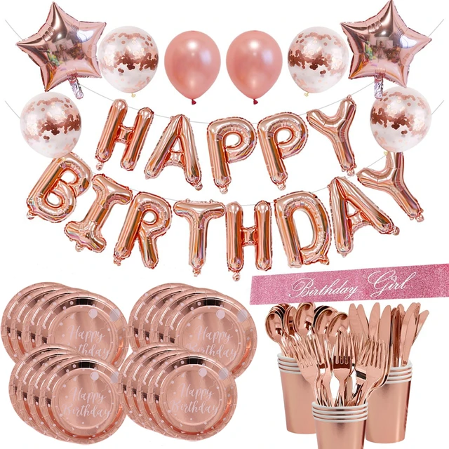 Decorazioni per il 1 ° compleanno per ragazze palloncini per feste di  compleanno in oro rosa decorazioni per il compleanno ragazza Banner di buon  compleanno 1 anno - AliExpress