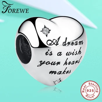 

100% 925 Sterling Silver Crystal Bead Cinderella Dream Heart Charm Fit Original Pandora Charm Bracelet Silver 925 DIY Jewelry