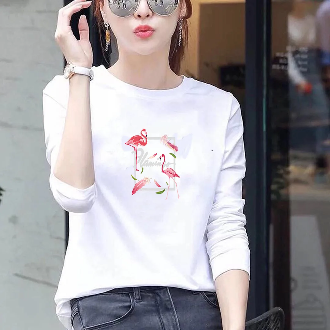 

T Shirt Women Casual Female T-shirt Top Long Sleeve Tee Shirt Women Shirts Tshirt O-Neck Loose Woman T-shirt Top Women's Clothes