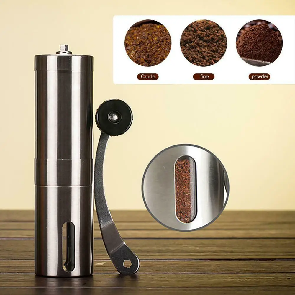 

Silver Coffee Grinder Mini Stainless Steel Hand Manual Handmade Coffee Bean Burr Grinders Mill Kitchen Tool Crocus Grinders