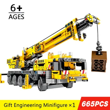 

665pcs Technic Lifting Cran Car Engineering Building Blocks Compatible City Construction Bricks Toys for Boys Children