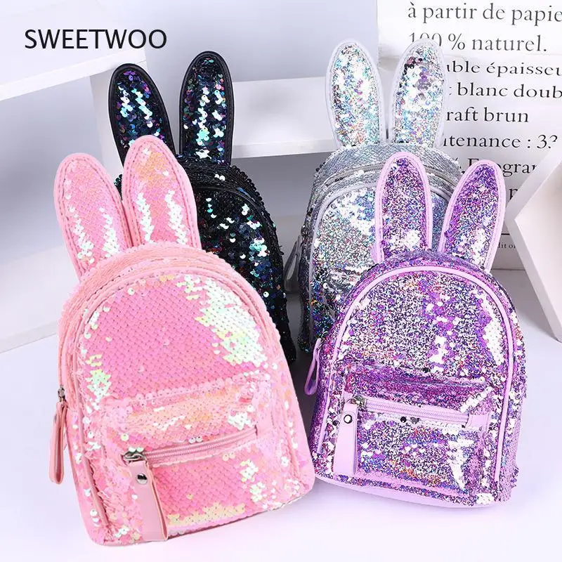 Small Crossbody Bag for Girls,Mini Sequins Backpack,Cute Bunny Handbags,Rabbit Shoulder Bag for Kids Toddler Girls Girls Shoulder Bag for Pink 