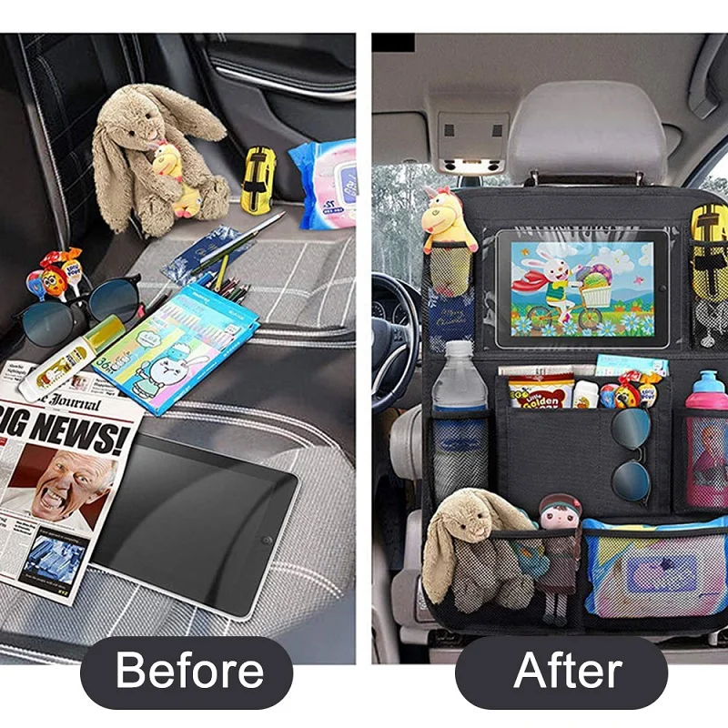 Car Backseat Organizer with Touch Screen Tablet Holder