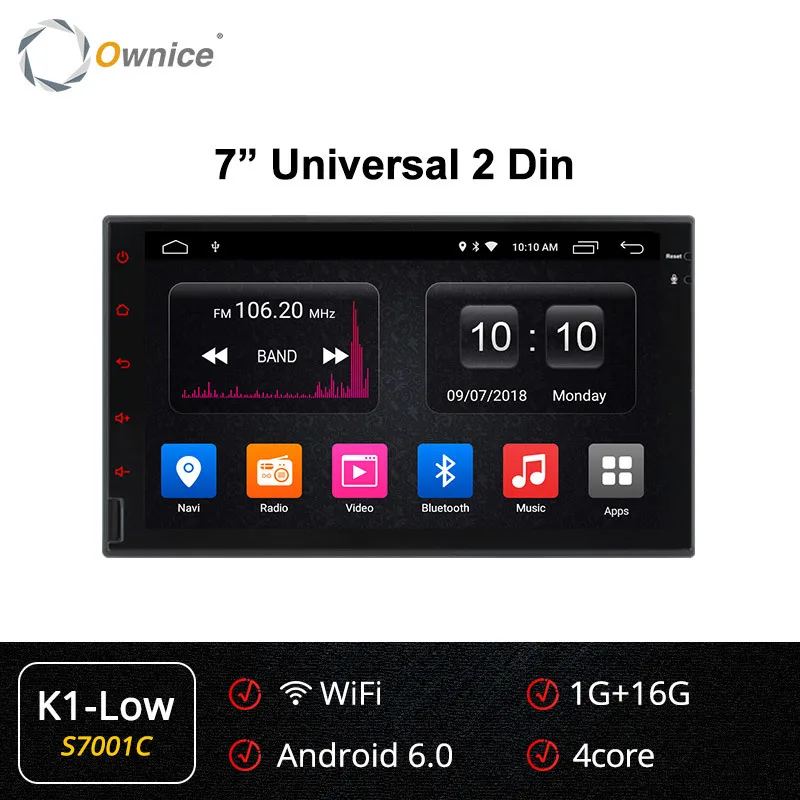 Ownice K2 K3 K5 K6 Android 9,0 Octa 8 Core 2G ram поддержка 4G DAB+ DVR 32G rom Радио 2 din Автомобильный Радио плеер для универсального без dvd - Цвет: S7001 K1-Low