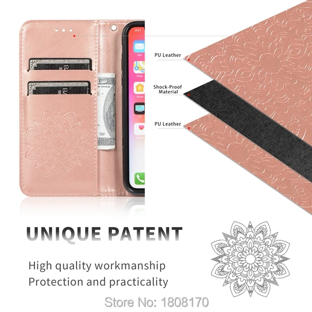 Кошелек с мандалой кожаный чехол для huawei P30 Pro P20 Lite Honor 20 mate 30 30 9X 8X NOVA 5 Flower Flip Skin Cover 50 шт
