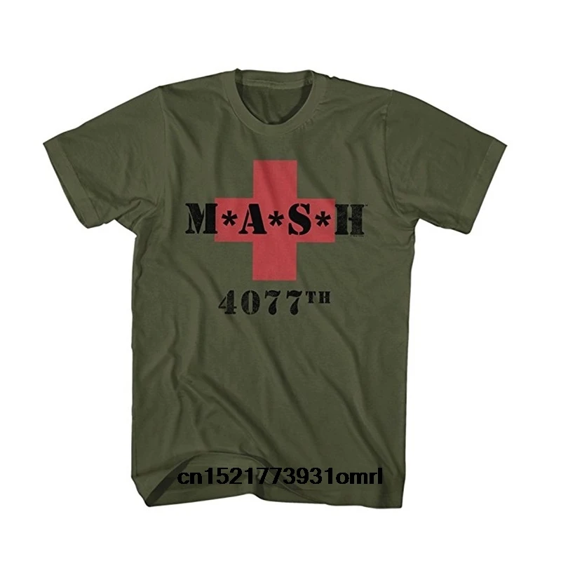 Для мужчин футболка Mash M.A.S.H. 4077th красный крест-'s Армейский зеленый с короткими
