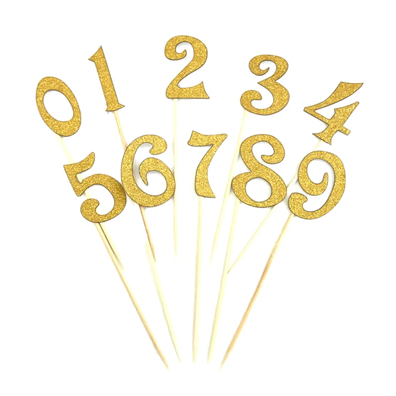 Acrylic Number Pattern Cake Topper 10pcs/set Birthday Party Decoration 7 Colors, cake topper,cake toppers,cake decorations,gold leaf cake decorations,birthday party supplies,party decorations