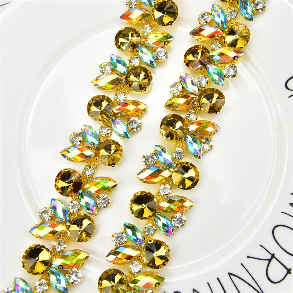 Nastro Con Strass E Cristalli Per Fai Da Te - Catena Diamantata 1 Metro Per Decorazioni - Foto 5