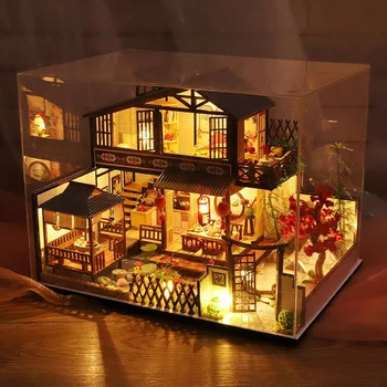 

3D Wooden Dollhouses Ancient Town DIY Miniature Model Christmas Gifts Toys for Kids Hot Sales