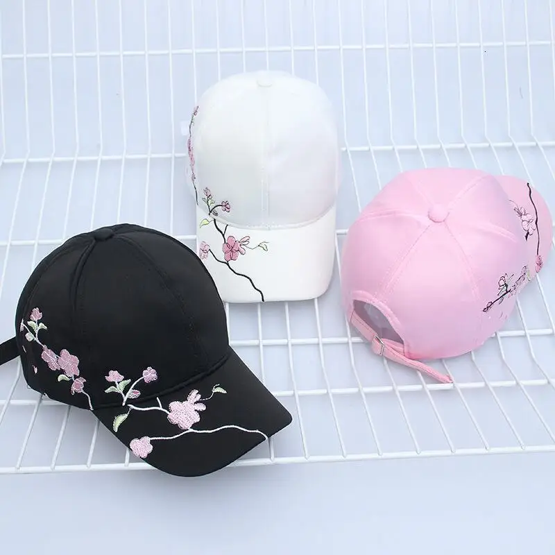 Простой унисекс хлопок открытый девушки бейсболка Слива вышивка Snapback модные спортивные шапки для женщин кепки