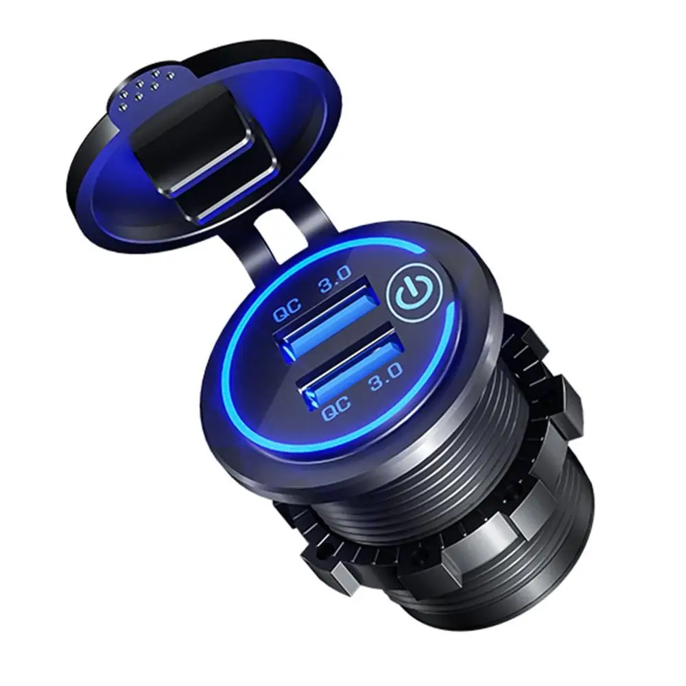QC3.0 Car Charger Universal 2 Port USB Car Charger for iPhone Samsung Xiaomi Car Lighter Slot Phone Charger with Led Indicator