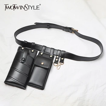 

TWOTWINSTYLE Casual Synthetic PU Leather Vintage Belts For Women Patchwork Bag Tunic Belt Female Spring Fashion New 2020