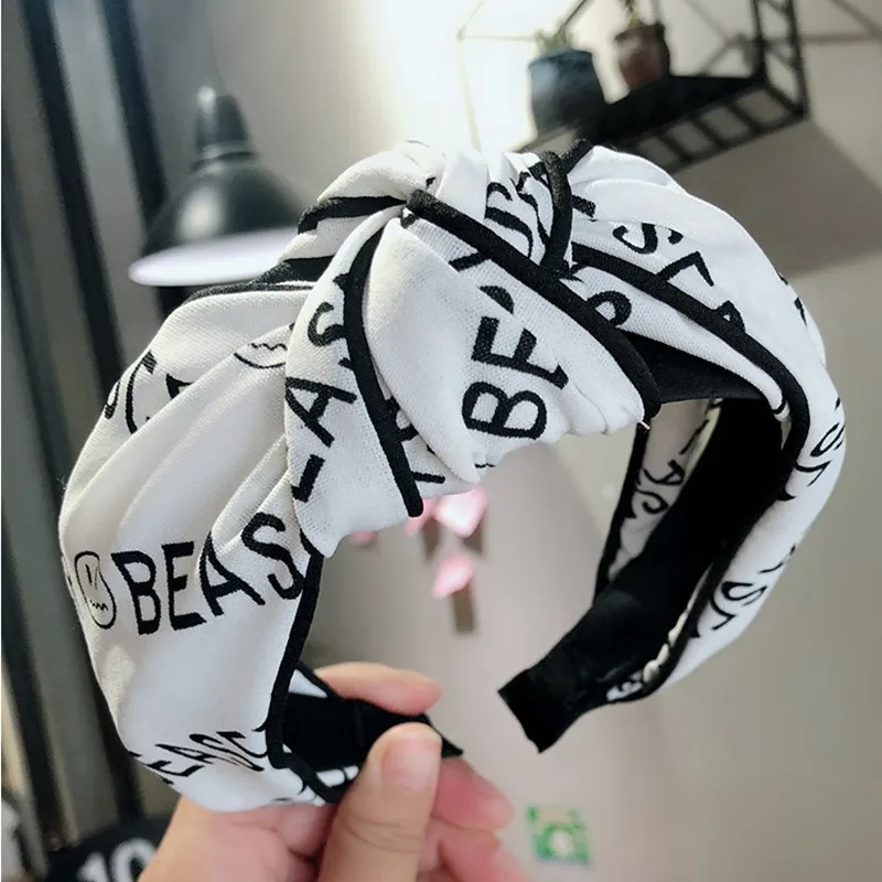 36 шт/лот DIY мульти простые ткани головная повязка буквы улыбающееся лицо галстук узел повязка для волос Инструменты для укладки аксессуар HA950