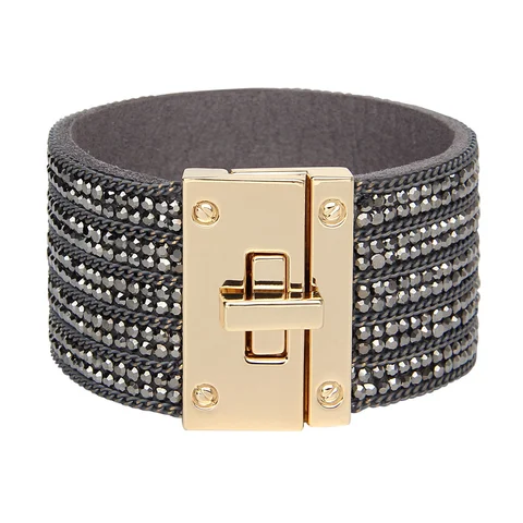 Bracelet for Women Crystal Circle Charm Wrap Bracelets & Bangles Boho Multilayer Wide Crystal Bracelet Female Jewelry