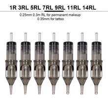 Biomaser 10pcs 1/3/5/9/11/13/15RL Disposable Cartridge Tattoo Needles Liner Shader Makeup Eyebrow Tattoo Pen Machine Supply