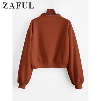 

ZAFUL High Neck Plain Sweatshirt Women Tops Autumn Solid Long Sleeve Pullover Cozy Wearing Female Casual Clothes 2019