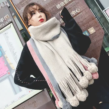

double-face double-face double-faced cashmere ball women Korean style thick warm and warm-up cape