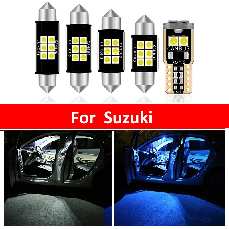 

8Pcs Car White Interior LED Light Bulbs Package Kit For 2004-2007 2008 2009 2010 Suzuki Map Dome Trunk Lamp Iceblue