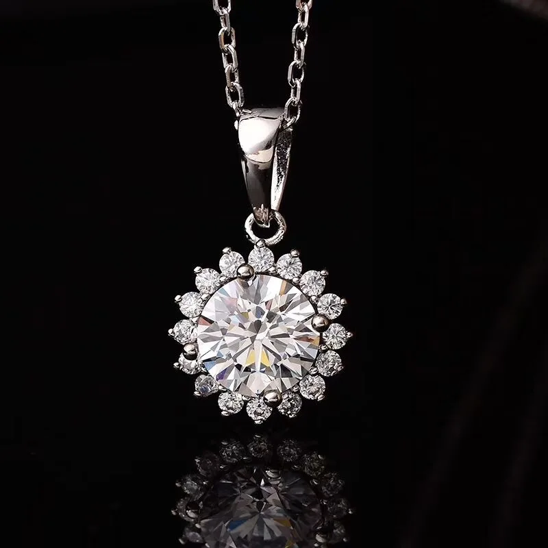 

Poetry Of Jew Store S925 silver necklace round 2.00ct D VVS classic necklace send his girlfriend to send the wife gift