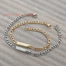  GNAYY gold 3pcs/set on sale stainless steel ID Bracelet Figaro Link chain for women men boys girls 4.5mm 8.5'' 