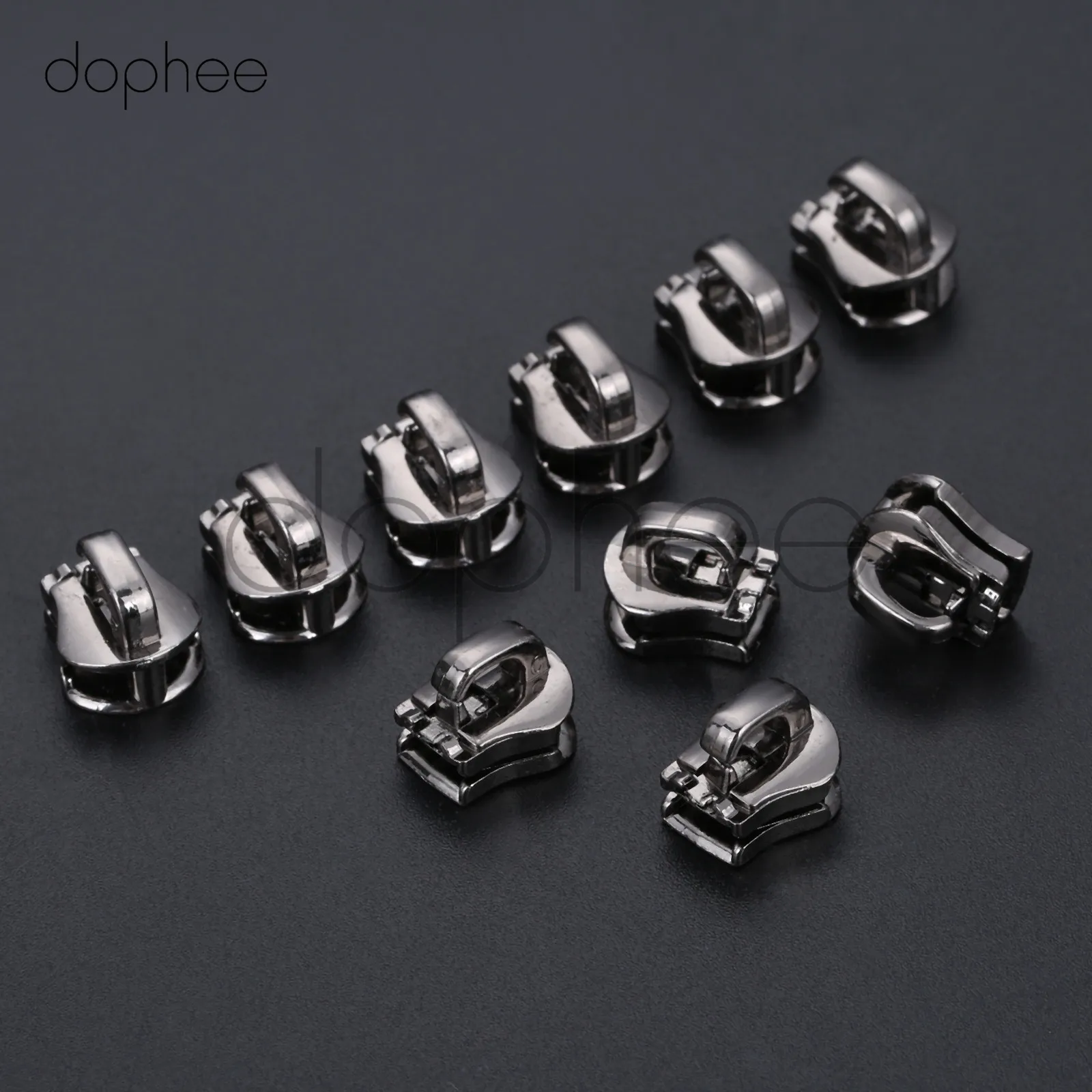 Dophee 10 шт. 3# пулер для металлической застежки-молнии Потяните застежка зиппер сумка багаж одежды DIY Ремонтный комплект Аппаратные аксессуары - Цвет: Gun Black
