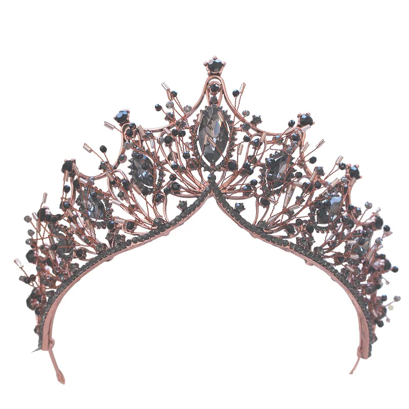 KMVEXO New Big Baroque Handmade Crystal Princess Crowns for Queen Rhinestone Tiaras Diadem Wedding Bridal Hair Accessories