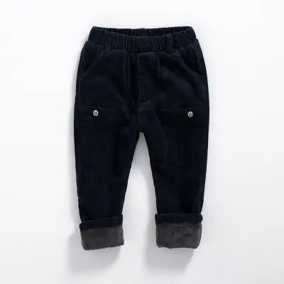 Штаны для маленьких мальчиков зимние брюки для детей от 2 до 10 лет, вельветовые штаны для мальчиков, теплые плотные вельветовые повседневные штаны детская одежда - Цвет: black