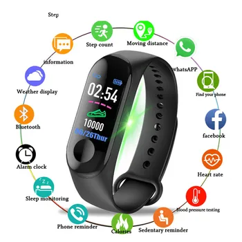 

2020 M3 plus Smart Watch Blood Pressure Health Waterproof Smart Watch m3 for Bluetooth Watch Wrist Belt Fitness Tracker