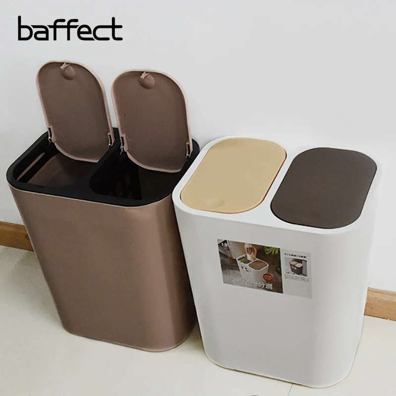 

Baffect 15L Trash Bin Kitchen Living Room Dry and Wet Separation Trash Can Plastic Waste Bin Garbage Bin Kitchen Compost Caddy