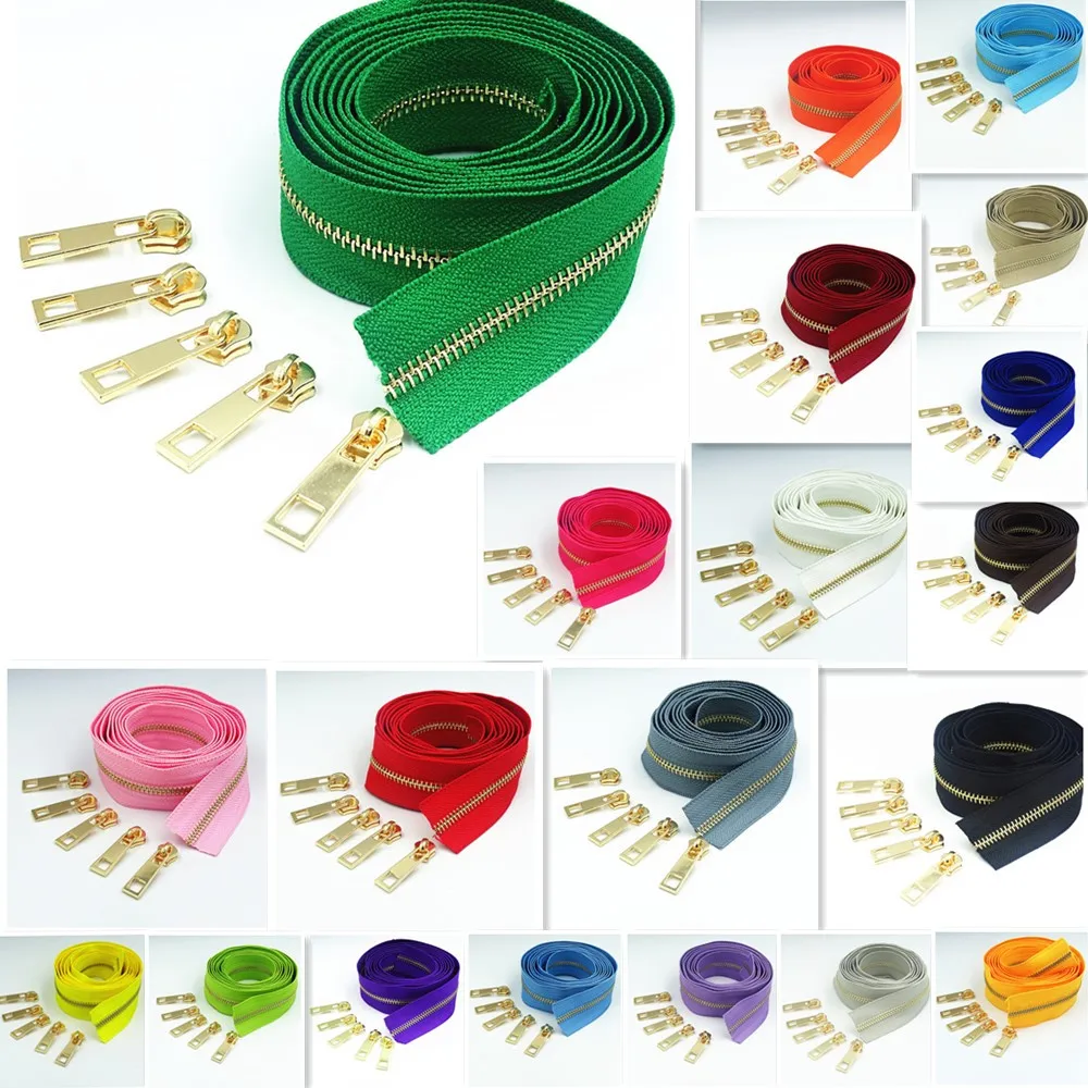 1 Meters long and 2 zipper pullers 5# brass metal used for high-end handbags purses | Дом и сад