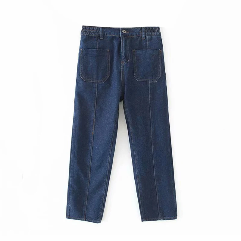 

Ladies boyfriend jeans for women Elastic high waisted jeans blue casual pencil trousers korean streetwear denim pants