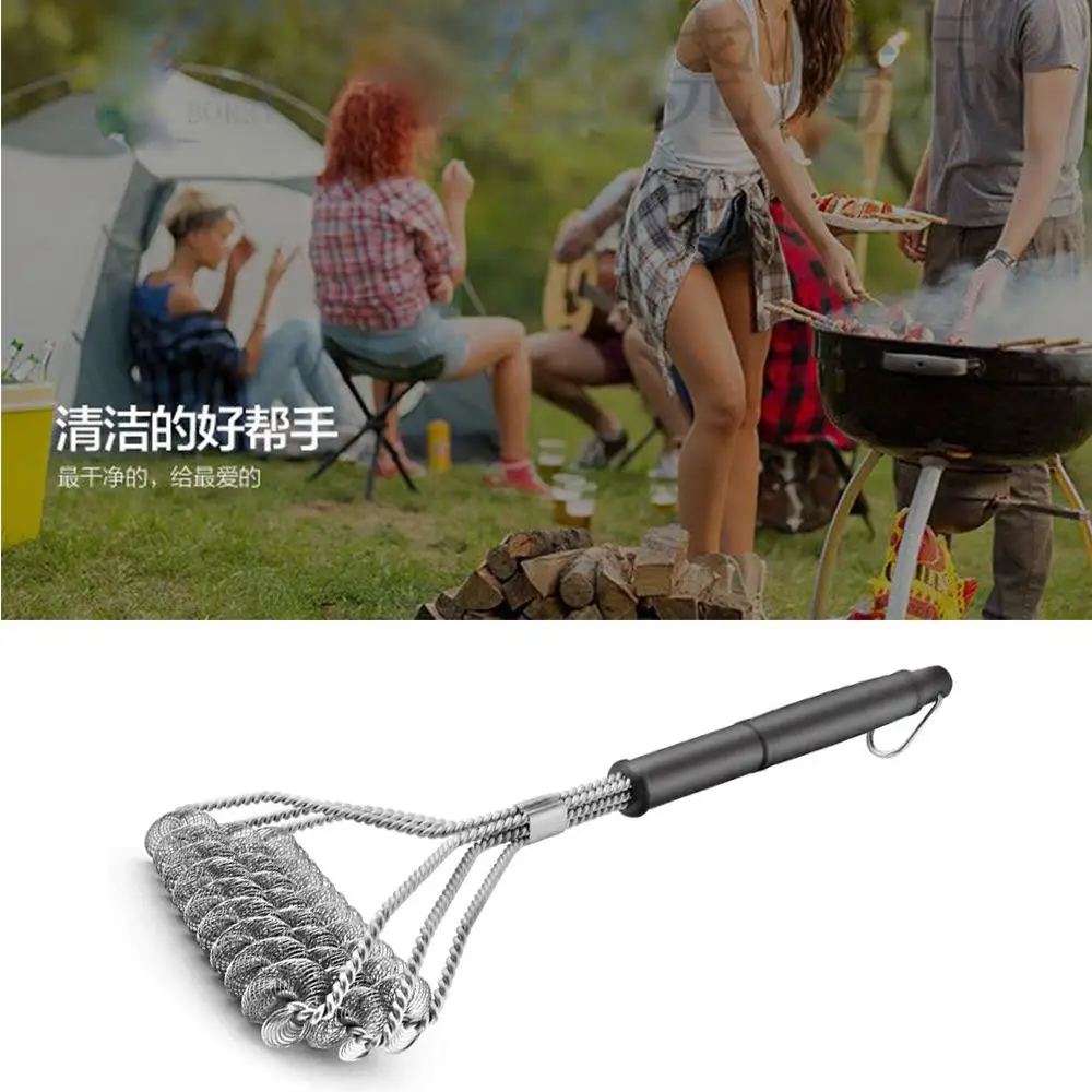 

BBQ Brush Black Clean Kitchen DIY BBQ Grill Brush Convenient 201 Stainless Steel Wire Oven Cooking Barbecue Cleaning Brush