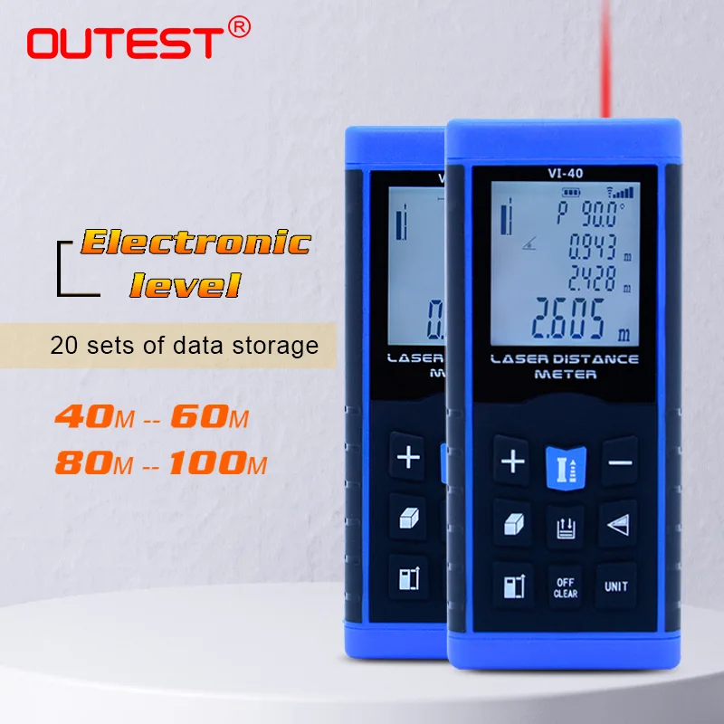 OUTEST Mini Laser Distance Meter 40M 60M 80M 100M Rangefinder Trena Laser Tape Rangefinder Build Measure Device Ruler Test Tool