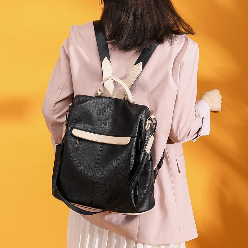 Fashion Leather Backpack Women Shoulder Bag Large Capacity Women Backpack School Bag for Teenage Girls Light Travel Backpack