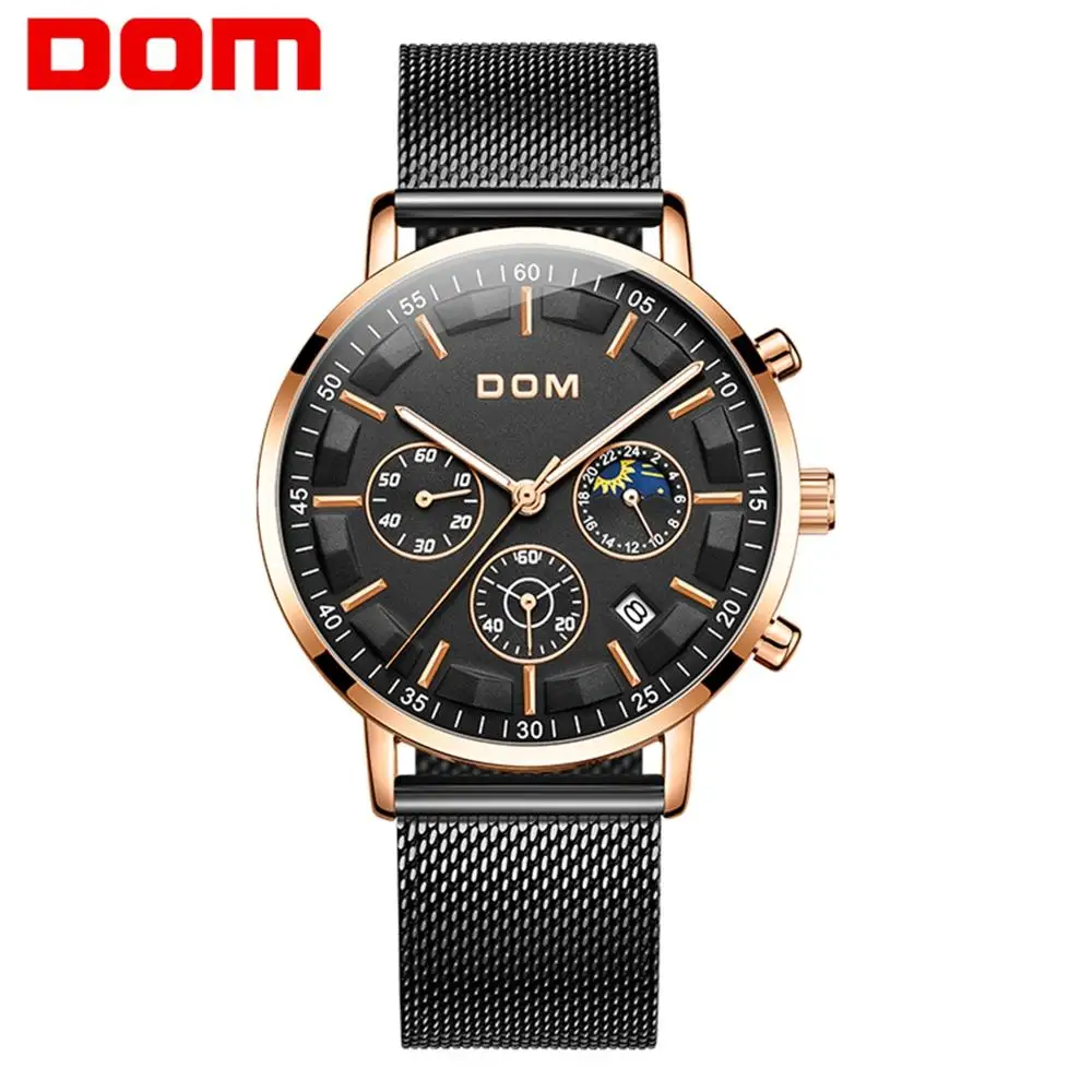 

Luxury Brand Men Chronograph Leather Sports Watches Men Army Military Watch Male Date Quartz Clock Relogio Masculino M-1296 DOM