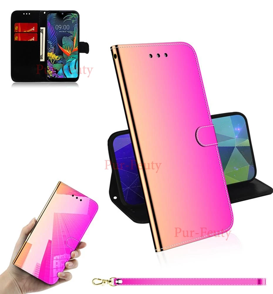 Чехол-бумажник чехол для телефона для LG Q60 K50 крышка чехол гладкая поверхность зеркало Флип кожаный чехол для LG K50 Q60
