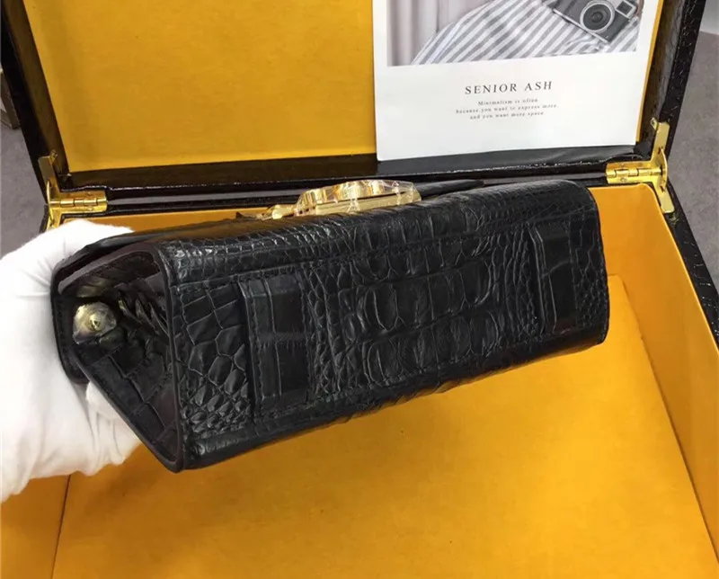 Petit sac exotique en crocodile | Sac à rabat en véritable alligator | Épaule chaîne