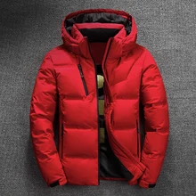 Зимняя куртка мужская Высококачественная теплая Толстая куртка Зимняя Красная черная Парка мужская теплая верхняя одежда Модная белая куртка на утином пуху Мужская
