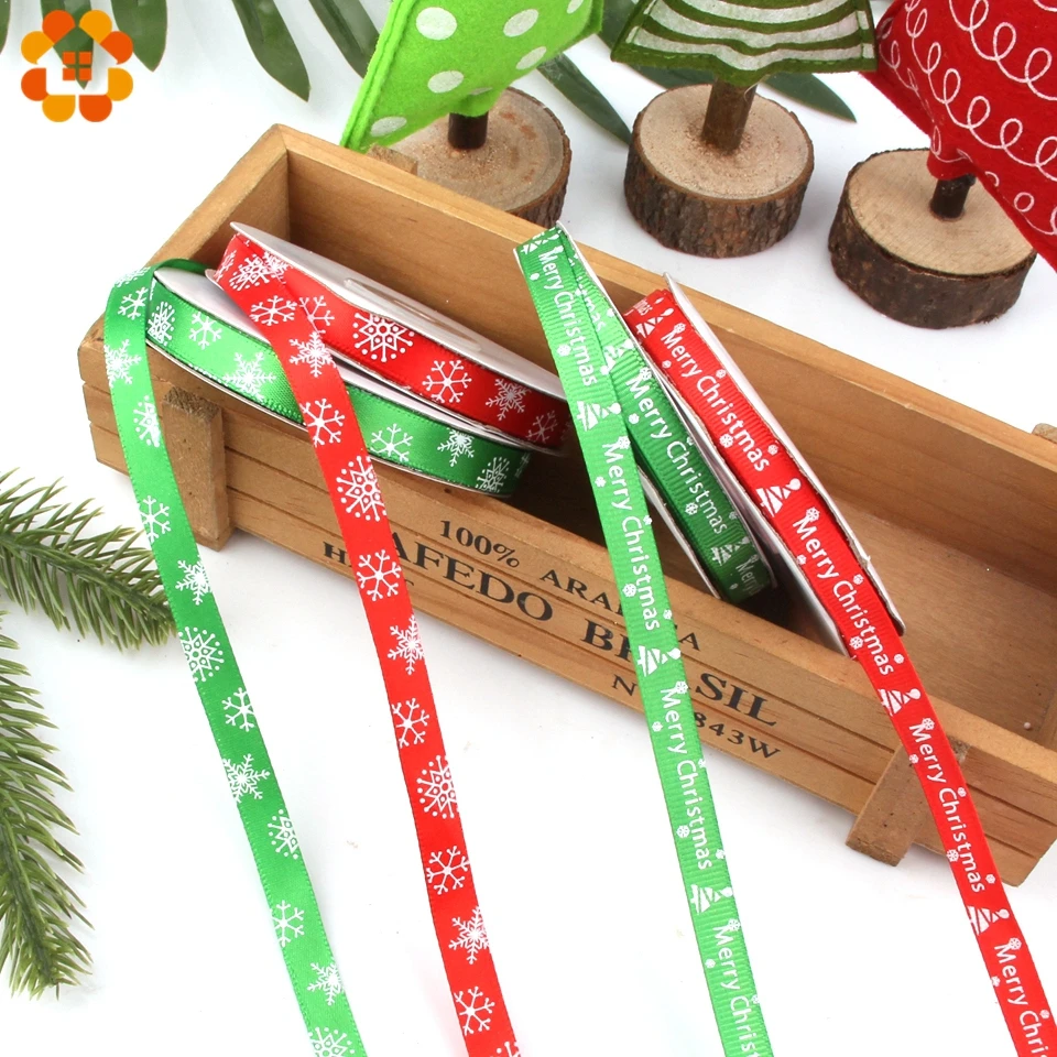 

25Yards/Roll 1CM Red/Green Christmas Satin Ribbon Packing DIY Crafts Gift Packing Belt Bow Christmas Party Sewing Accessories
