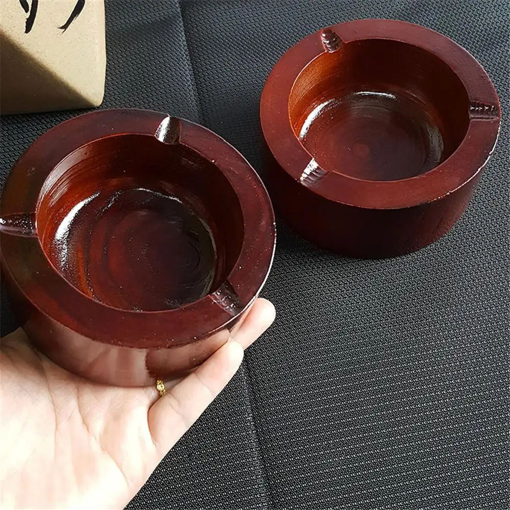 1 Pcs Retro Style Solid Wooden Ashtray Handmade Unique Ashtray Jewelry Small Object Storage Box For Men