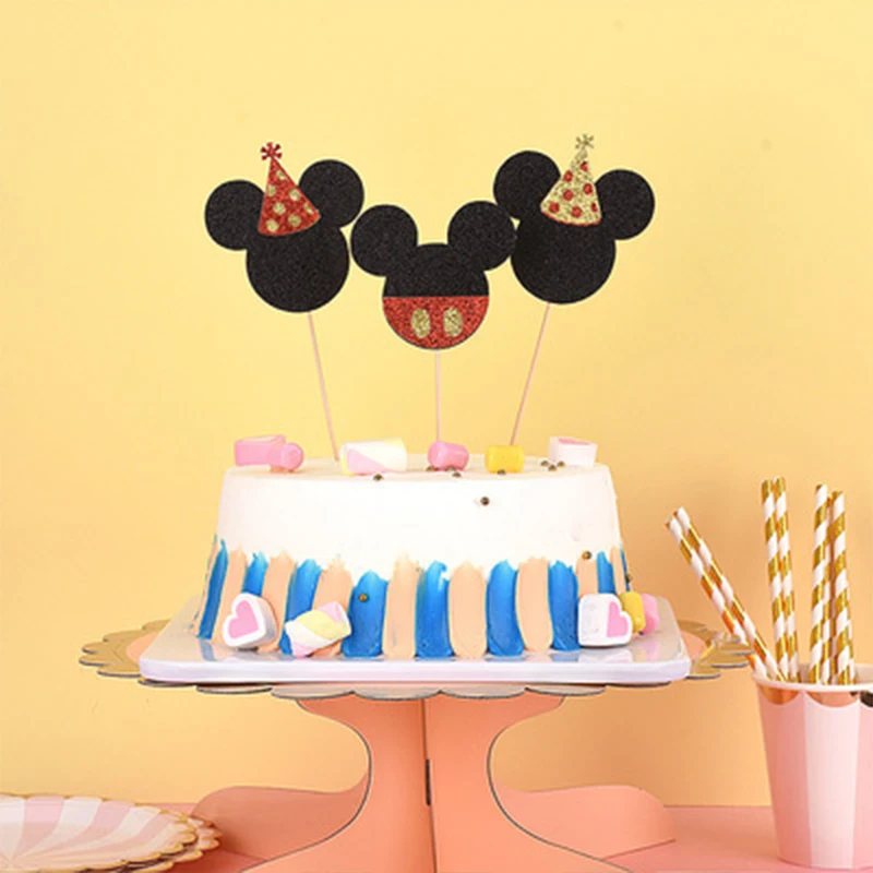 Disney Mickey Minnie Mouse Baby Shower Party Cake Cupcake Toppers Cake Flag Decorazione Per Feste Di Compleanno Anniversario Forniture Per Torte