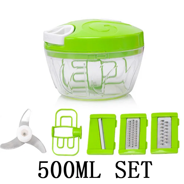 500ML function set Многофункциональный измельчитель овощей из нержавеющей стали 6 комплектов измельчитель ломтерезки полоски устройство руководство мясорубка измельчитель сыра - Цвет: 500ML function set